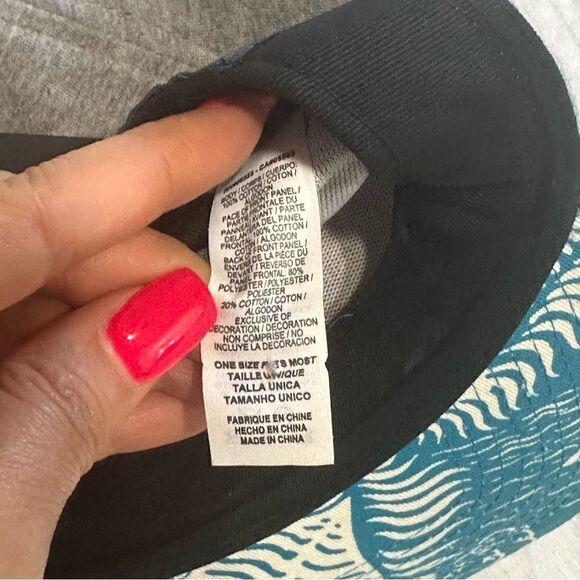 Nike “Just Do It” Flat Bill Snap Back Hat Cap Black Gray Teal Palm Floral - Picture 6 of 9